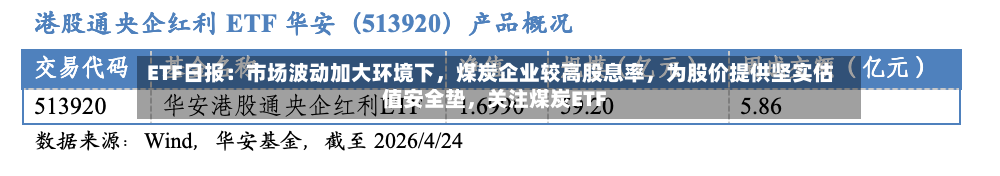 ETF日报：市场波动加大环境下，煤炭企业较高股息率	，为股价提供坚实估值安全垫，关注煤炭ETF-第2张图片