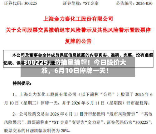 300225，将摘星摘帽！今日股价大涨	，6月10日停牌一天！-第2张图片