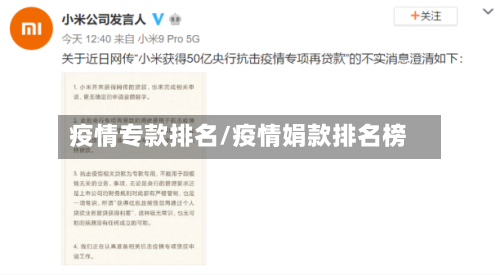 疫情专款排名/疫情娟款排名榜