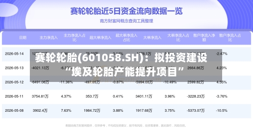 赛轮轮胎(601058.SH)：拟投资建设“埃及轮胎产能提升项目”
