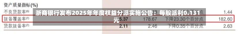 浙商银行发布2025年年度权益分派实施公告：每股派利0.131元-第2张图片