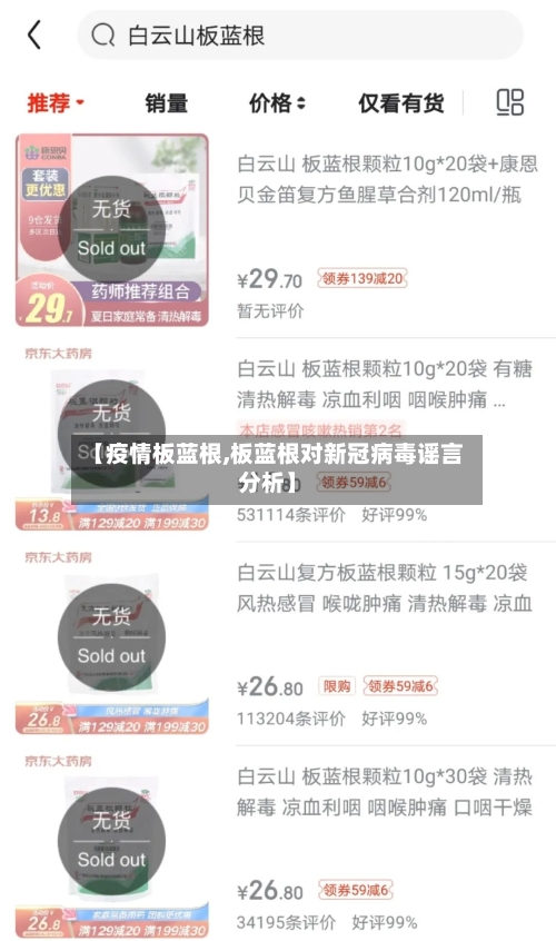 【疫情板蓝根,板蓝根对新冠病毒谣言分析】