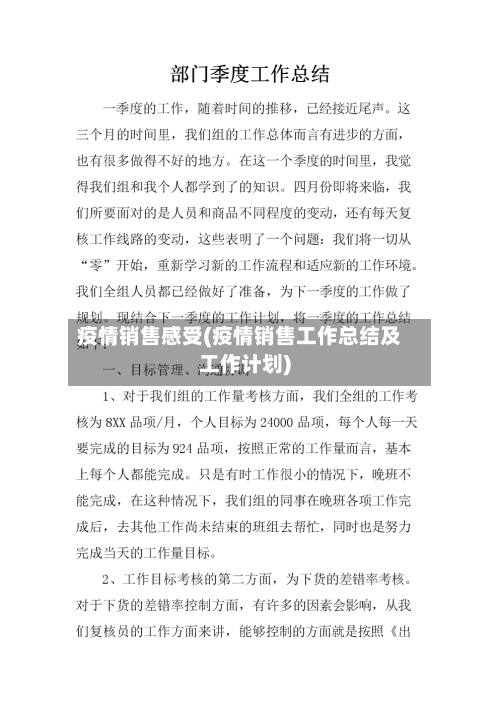 疫情销售感受(疫情销售工作总结及工作计划)
