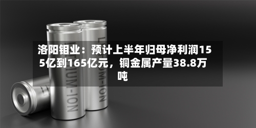 洛阳钼业：预计上半年归母净利润155亿到165亿元，铜金属产量38.8万吨-第2张图片