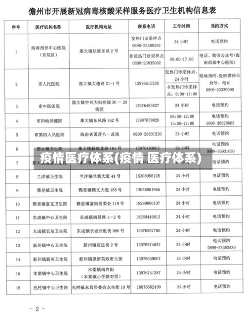 疫情医疗体系(疫情 医疗体系)