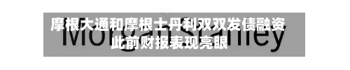 摩根大通和摩根士丹利双双发债融资 此前财报表现亮眼-第2张图片
