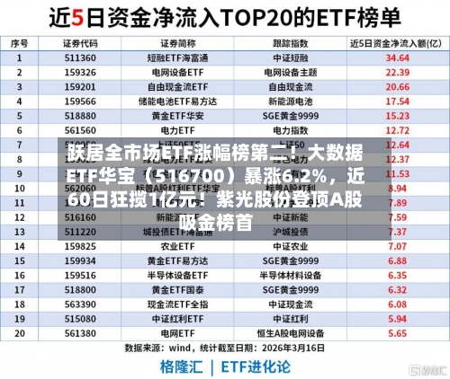 跃居全市场ETF涨幅榜第二！大数据ETF华宝（516700）暴涨6.2%	，近60日狂揽1亿元！紫光股份登顶A股吸金榜首-第2张图片