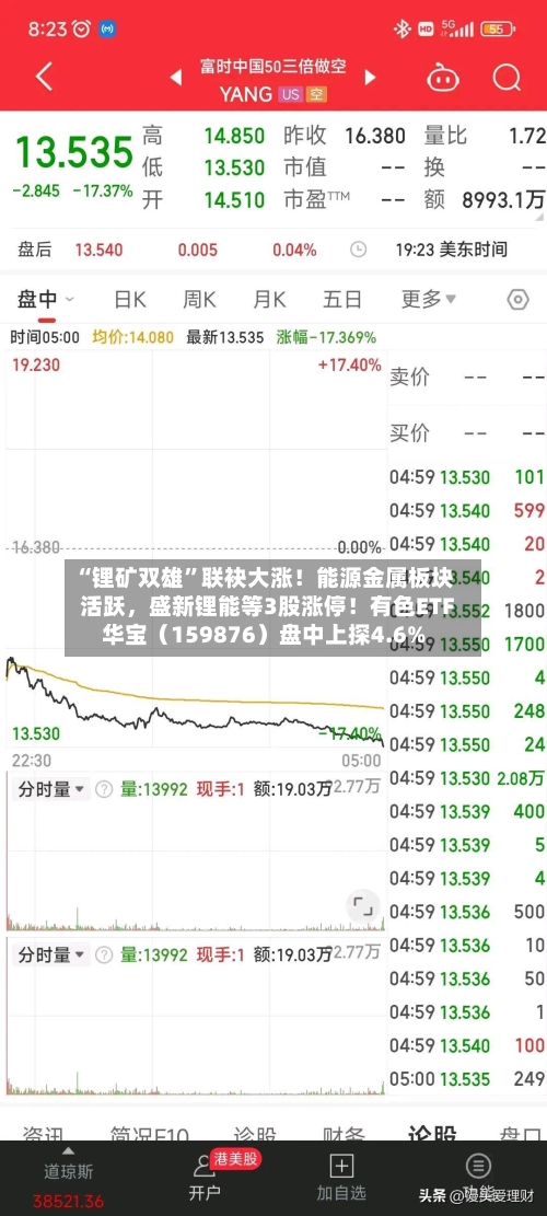 “锂矿双雄”联袂大涨！能源金属板块活跃，盛新锂能等3股涨停！有色ETF华宝（159876）盘中上探4.6%-第2张图片