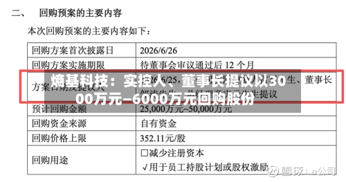 熵基科技：实控人、董事长提议以3000万元—6000万元回购股份-第2张图片