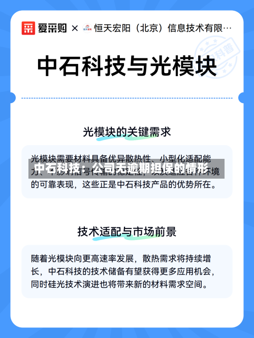 中石科技：公司无逾期担保的情形