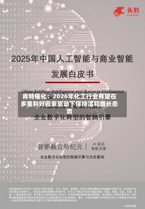 肯特催化：2026年化工行业有望在多重利好因素驱动下保持温和增长态势