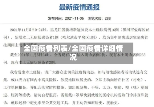 全国疫情列表/全国疫情详细情况