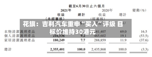 花旗：吉利汽车重申“买入	”评级 目标价维持30港元-第2张图片