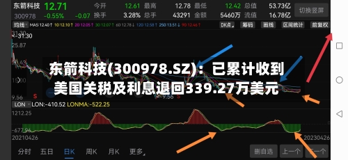 东箭科技(300978.SZ)：已累计收到美国关税及利息退回339.27万美元