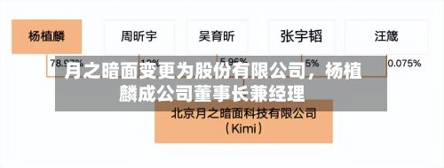月之暗面变更为股份有限公司，杨植麟成公司董事长兼经理-第2张图片