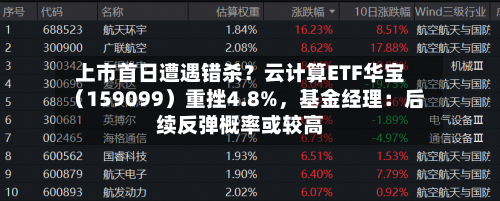 上市首日遭遇错杀？云计算ETF华宝（159099）重挫4.8%，基金经理：后续反弹概率或较高-第3张图片