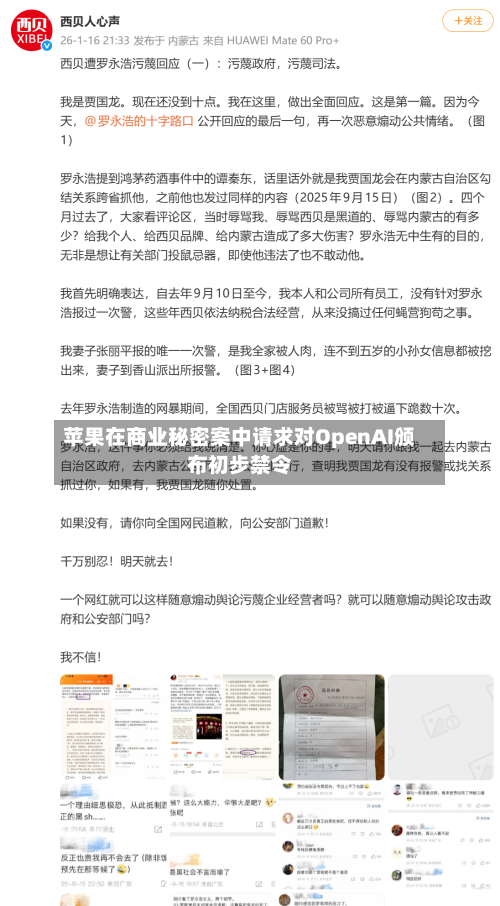 苹果在商业秘密案中请求对OpenAI颁布初步禁令