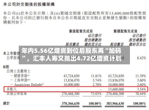 年内5.56亿增资到位后股东再“加码”	，汇丰人寿又抛出4.72亿增资计划-第2张图片