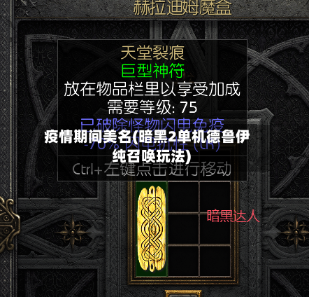 疫情期间美名(暗黑2单机德鲁伊纯召唤玩法)
