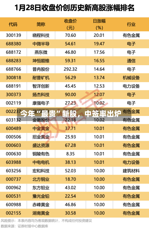 今年“最贵	”新股，中签率出炉-第2张图片