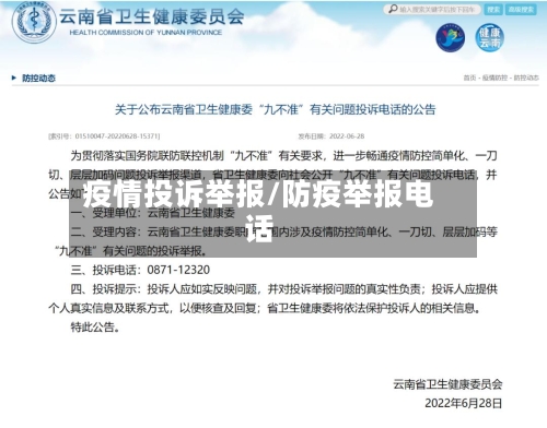 疫情投诉举报/防疫举报电话-第2张图片