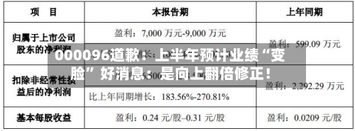 000096道歉：上半年预计业绩“变脸” 好消息：是向上翻倍修正！-第2张图片