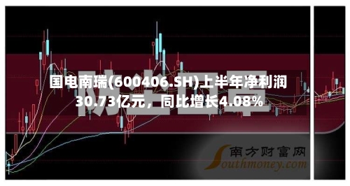 国电南瑞(600406.SH)上半年净利润30.73亿元，同比增长4.08%-第2张图片